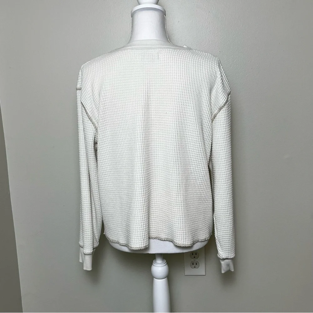 Madewell Waffle Knit Notch-Neck Thermal Shirt L - Picture 3 of 8